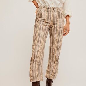 We the Free Stipe Print Cotton Utility Pants